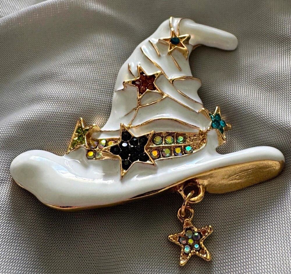 Harry Potter Sorting Hat Pin with Colorful Star Dangle Charms